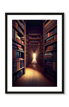 There are many books on the bookshelf in the library. AI generated