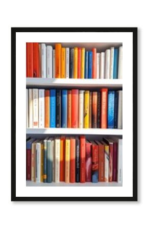 Close up of library books on shelf. Generative AI