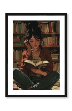 National Comic Book Day in the USA. people read comics. people choose comic book magazines in the store. A girl reads comics