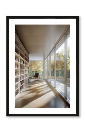 contemporary architecture book library in modern apartment