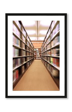 Indoors in a Library With Bookshelves Zoomed in