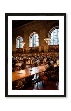NEW YORK AUGUST 16 2019: New York Library reading room