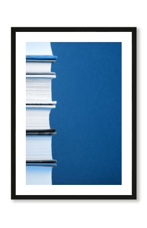 Reading and education concept - books. Classic blue - trend color of 2020