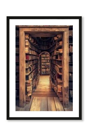 A captivating tunnel of books in a historic library.