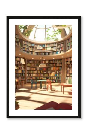 3D vector image paper cute, Library Education knowledge background study school university