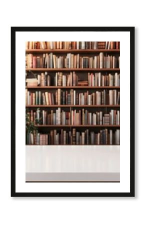 White Surface and Blurred Bookcase of Assorted Books