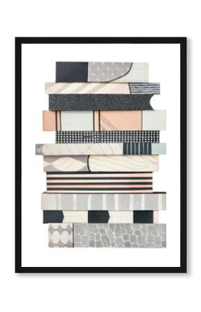 PNG Stack book retro paper collage illustration abstract design.
