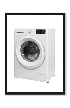 Washing machine side view on transparent backgroung, PNG image.