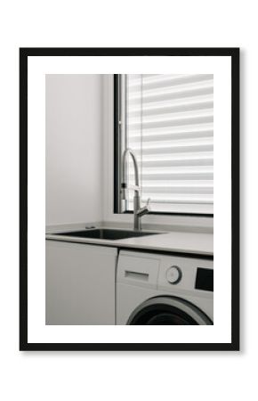 Close-up of modern residential laundry room