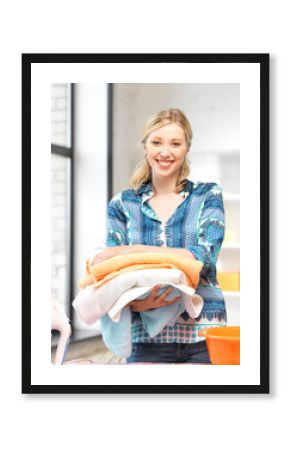 lovely housewife with towels