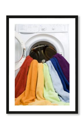 Washing machine and colorful laundry to wash