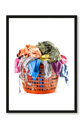 Laundry basket full of colorful clothes