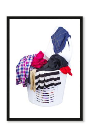 Full laundry basket isolated on white background