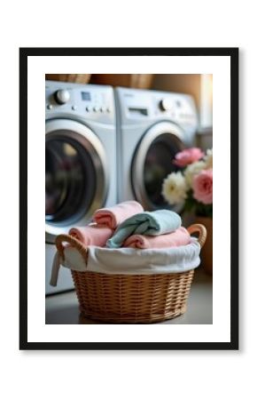 laundry basket with washing machine