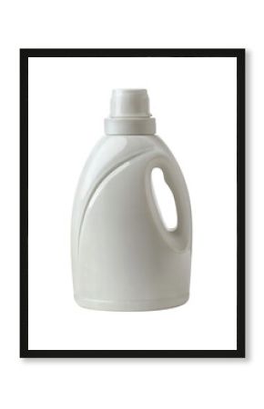 White detergent bottle with flip top cap, ideal for laundry and cleaning products. Isolated on transparent background, png cut-out 