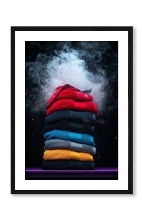 Steaming Clothes Stack for Dark Background.