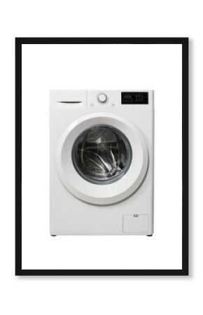 Washing machine front view on transparent backgroung, PNG image.