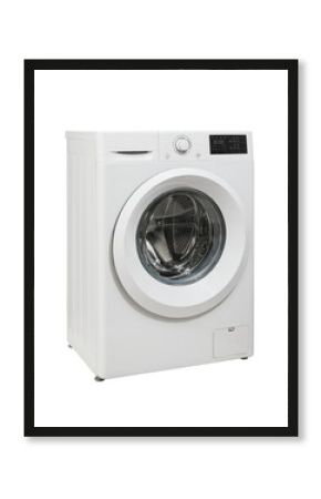 Washing machine side view on transparent backgroung, PNG image.