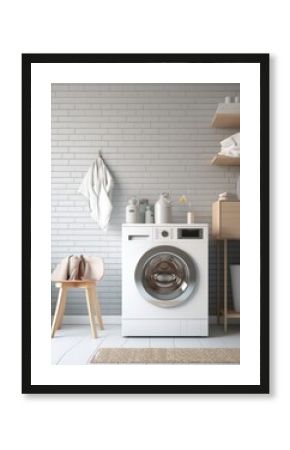 Interior with washing machine.