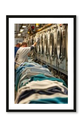 Industrial Laundry Service with Large Machines and Workers Ensuring Efficiency