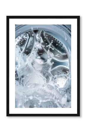 Close-up view of a washing machine's spout with water flowing out, suitable for use in tutorials or product demonstrations