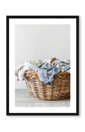 laundry basket with clean, folded clothes