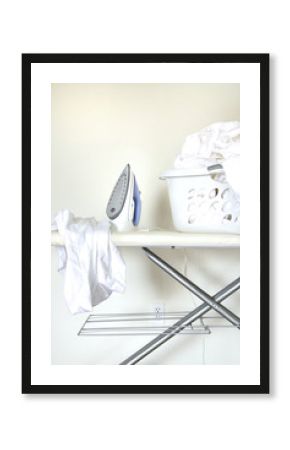 Still life of laundry on ironing board