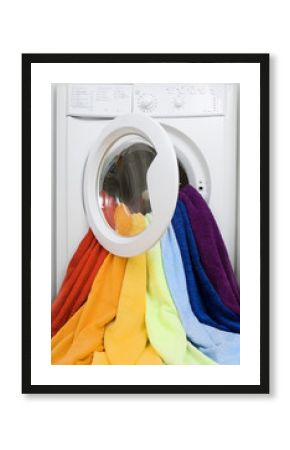 Washing machine and colorful laundry to wash