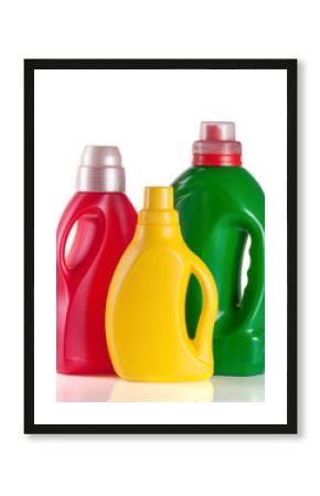 laundry detergent bottle with fabric softener isolated on white background