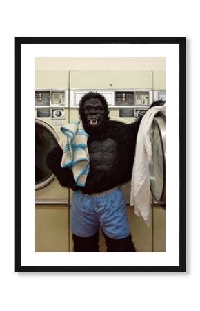 Responsible Gorilla Doing Laundry