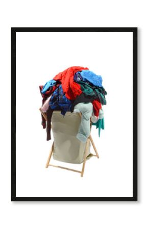 Big Bulging Laundry Hamper Ready to Fall Over Isolated