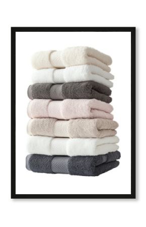 stack of neatly folded cotton towels, isolated on white background  