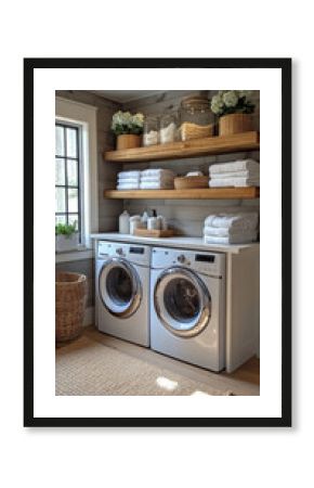 Art Deco laundry room in soft neutral color palette Wallpaper
