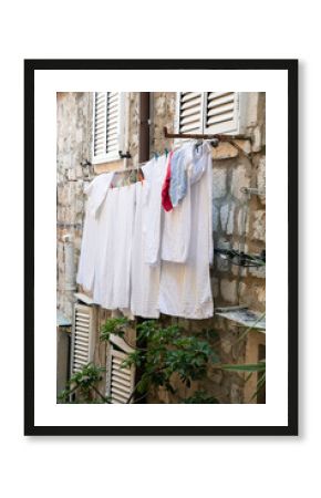 Hanging laundry in Dubrovnik Croatia