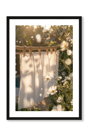 Warm Tropical Garden with Artistic Scent Waves Around Colorful Clothes, Generative AI