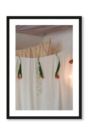 flowers hanging on the fabric