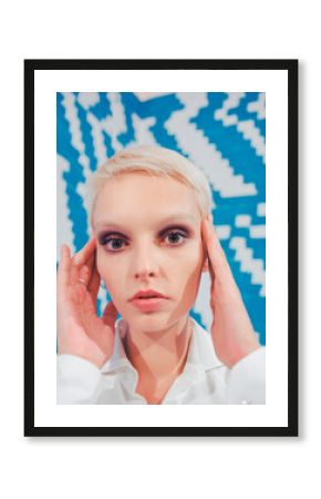 Portrait of blonde fashion model