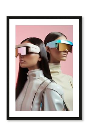 Two stylish and tech-savvy women confidently don futuristic eyewear, showcasing a cool and edgy fashion statement