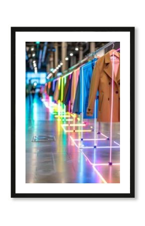 fashion inventory management seminar, with light effects enhancing optimizing stock management with tech solutions.