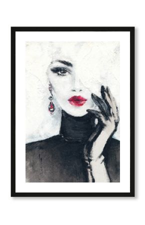 beautiful woman. fashion illustration. watercolor painting  