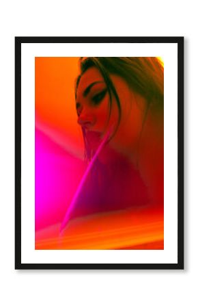 Dreamy Portrait in Orange-Pink Glow 