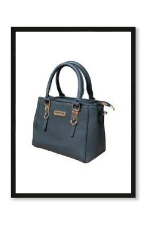 Black fashion leather bag isolated on white background.