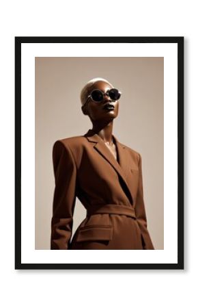 Elegant fashion portrait highlighting bold style and pantone warm tones Pantone names its color of the year for 2025 Mocha Mousse