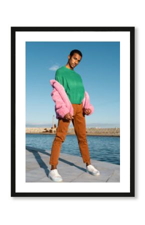 Portrait of fashion  young man posing outdoors