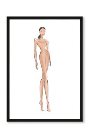 Fashion templates. Croquis. A figure of a woman on a white background