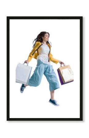 Cheerful happy woman enjoying shopping
