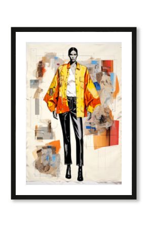 Generative AI fashion sketch with abstract elements