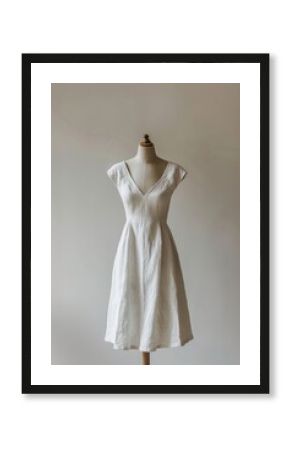 Elegant white linen dress