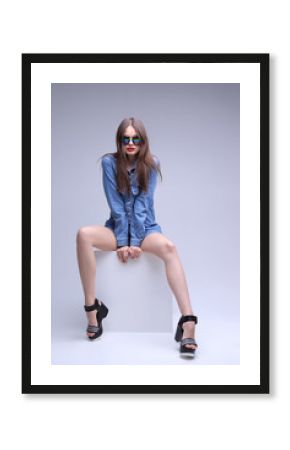 high fashion portrait of young elegant woman. Studio shot