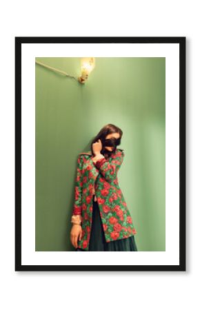 woman in green room